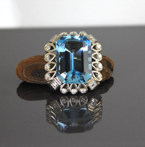 Broche Broche or blanc, aigue marine et diamants 58 Facettes