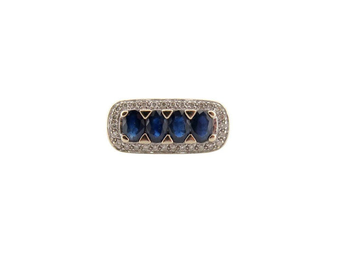 Bague 54 bague sertie 4 saphirs 2.08ct et 30 diamants 0.24ct 54 or blanc 18k 58 Facettes 267841