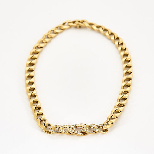 Collier CARTIER x GEORGES LENFANT - BERGAME - Rare et élégant collier chaîne en or jaune et diamants 58 Facettes 58FC14-1