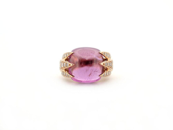 Bague 52 bague en or rose 18k 14gr t52 cabochon amethyste sertie 46 diamants 0.75 ct 58 Facettes 264003