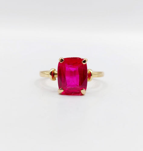 Bague 54.5 Bague cocktail Art Déco or jaune, rubis synthétique 58 Facettes A06308
