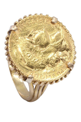 Bague 64 BAGUE PIÈCE 20 FRANCS MARIANNE 58 Facettes 086591