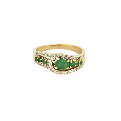Bague 62 Bague en or jaune, émeraudes et diamants 58 Facettes GU263