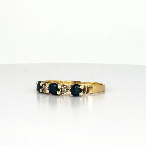 Bague 57 Bague vintage avec saphirs bleu foncé et diamants 58 Facettes 2505002