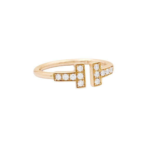 Bague 53 Bague Tiffany & Co, "Wire" collection "Tiffany T" or rose et diamants. 58 Facettes 34926