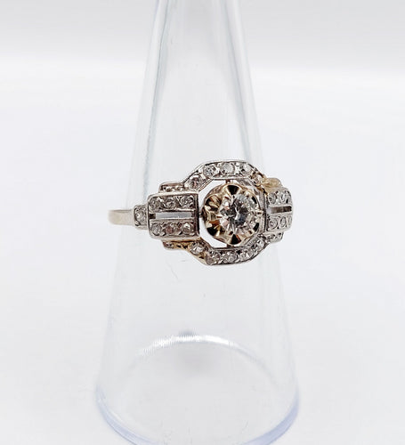 Bague 55 Bague tank Art déco en platine et diamant 0,25 carat (circa 1920) 58 Facettes A06508