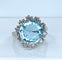 Bague 49 Bague en or blanc 18 carats, aigue marine et diamants 58 Facettes AB495