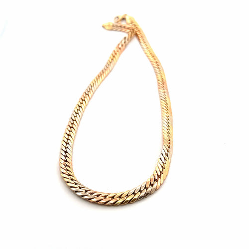 Collier Collier en or 18 carats maille anglaise 3 couleurs 58 Facettes