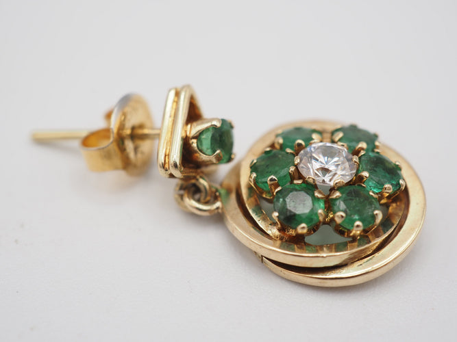 Boucles d'oreilles Boucles d'oreille émeraude marguerite 58 Facettes