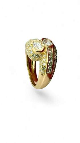 Bague 58 Bague dôme toi et moi or jaune et diamants 58 Facettes