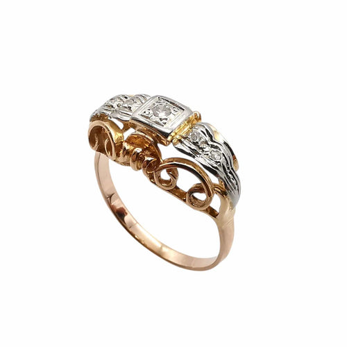Bague vintage en or jaune & diamants