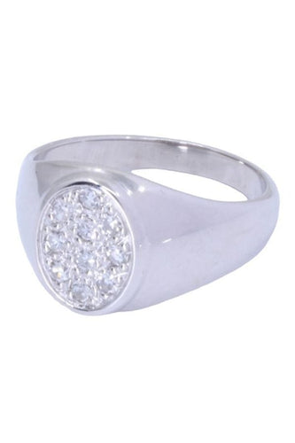 Bague 48.5 Chevalière pavage diamants 58 Facettes 083661