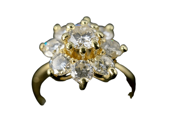 Bague 54.5 Bague marguerite en or jaune diamants 58 Facettes