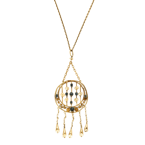 Collier Collier orientaliste en or jaune, perles de semences et saphirs 58 Facettes 58FC24