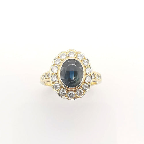 Bague 56 Bague pompadour saphir et diamants 58 Facettes
