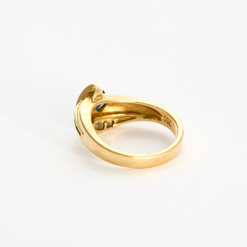 Bague 53 Bague or jaune, saphir et diamants 58 Facettes GU227