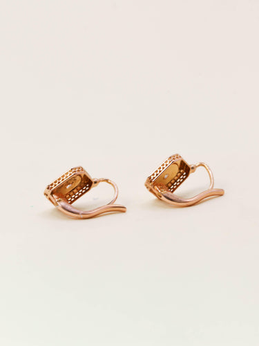 Boucles d'oreilles Dormeuses anciennes or rose diamant taille rose 58 Facettes 1199.3