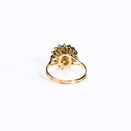 Bague 51.5 Bague marguerite saphir pavage diamants et saphirs en or jaune 58 Facettes LMB-281