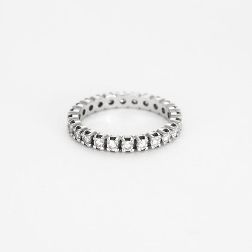 Bague 53 Alliance Américaine or blanc et diamants 58 Facettes GU184