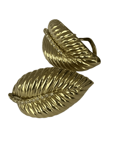 Boucles d'oreilles Boucles d'Oreilles Feuillage Or Jaune Diamants 58 Facettes LOT 6137