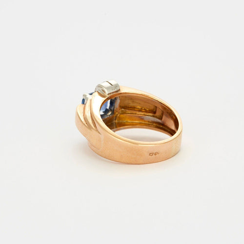 Bague 56 Bague Tank or blanc jaune saphir et diamants 58 Facettes LP675/10