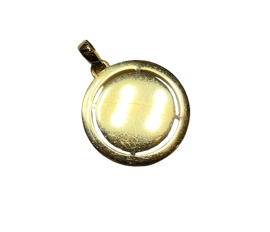 Pendentif MEDAILLE A. AUGIS OR 18K DIAMANTS EMERAUDES + QU'HIER - QUE DEMAIN 58 Facettes