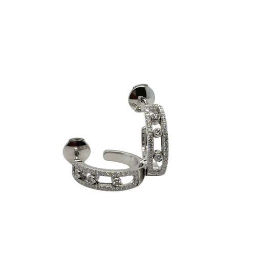 Boucles d'oreilles Messika - Créoles Move Pavées - Or blanc 58 Facettes 1.0000887/4