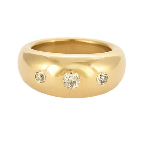 Bague 53 Bague jonc en or jaune et diamants 58 Facettes GU265