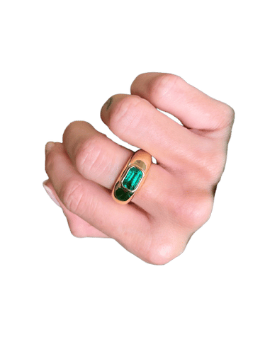 Bague 57 Bague or jaune émeraude (certificat) 58 Facettes 1