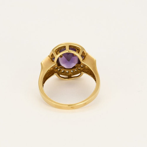 Bague en or jaune , améthyste et diamants