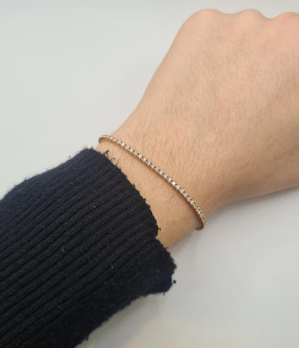 Bracelet Tennis or jaune serti de diamants 58 Facettes