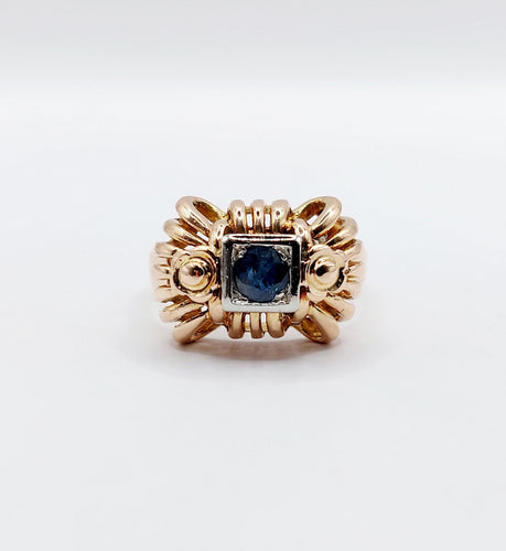 Bague 51 Bague Tank Art Déco or rose, saphir, monture géométrique (circa 1950) 58 Facettes A04685