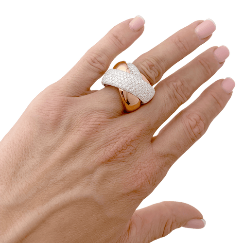 Bague 51 Bague quatre joncs deux ors et diamants. 58 Facettes 34736