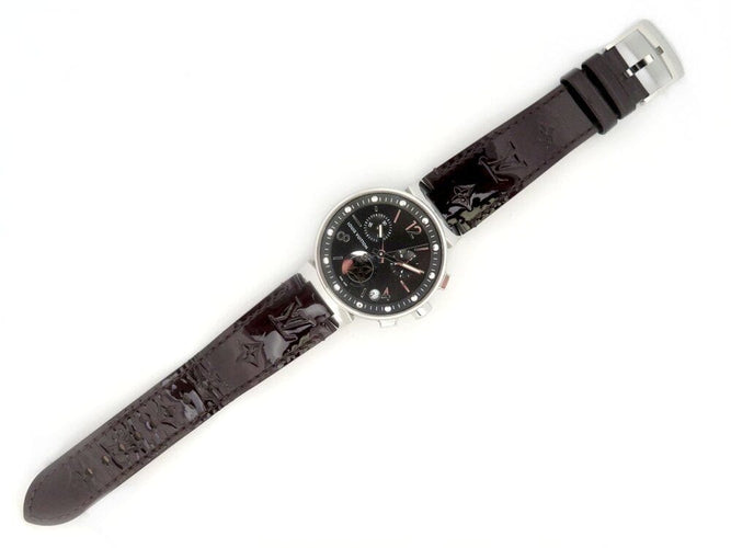 Montre montre LOUIS VUITTON tambour moon star q8d11 quartz 38 mm chrono en acier 58 Facettes 267088