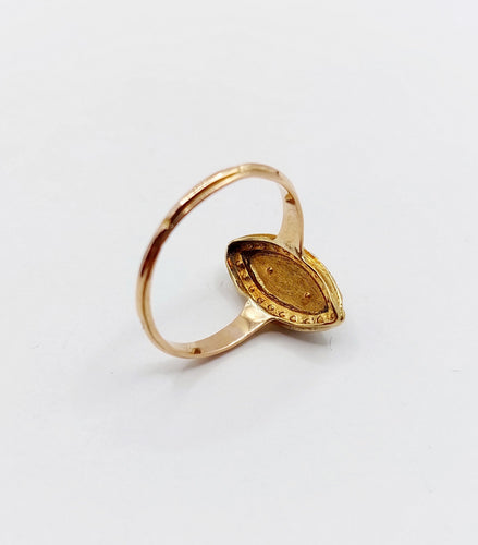 Bague 51 Bague marquise victorienne or rose 18k perles et émail noir (circa 1890) 58 Facettes A06200