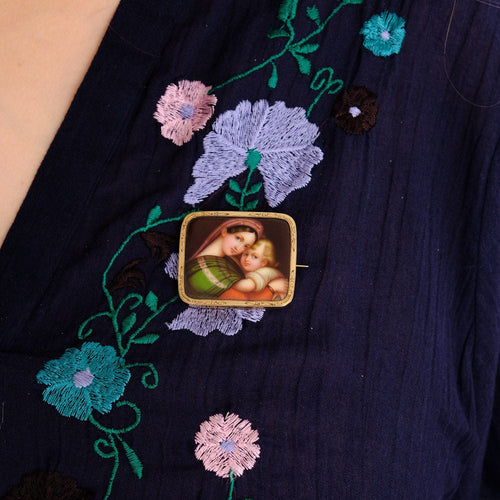 Broche Broche Miniature Vierge a l Enfant 58 Facettes
