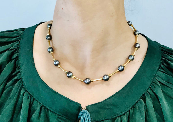 Collier Collier perles de Tahiti/ Or jaune 58 Facettes