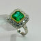Bague 54 Bague en platine avec émeraude centrale et halo de diamants – Style vintage 58 Facettes 50329