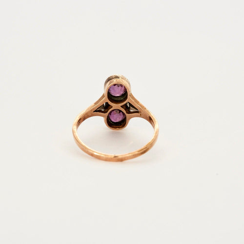 Bague 55 Bague Ancienne Toi & Moi Or Argent Grenats 58 Facettes