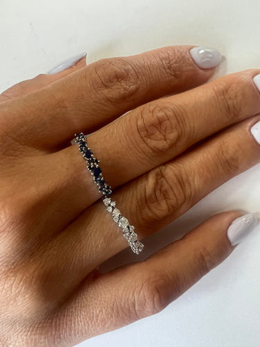 Bague 54 Bague fine demi alliance saphir bleu 58 Facettes ME-R-03