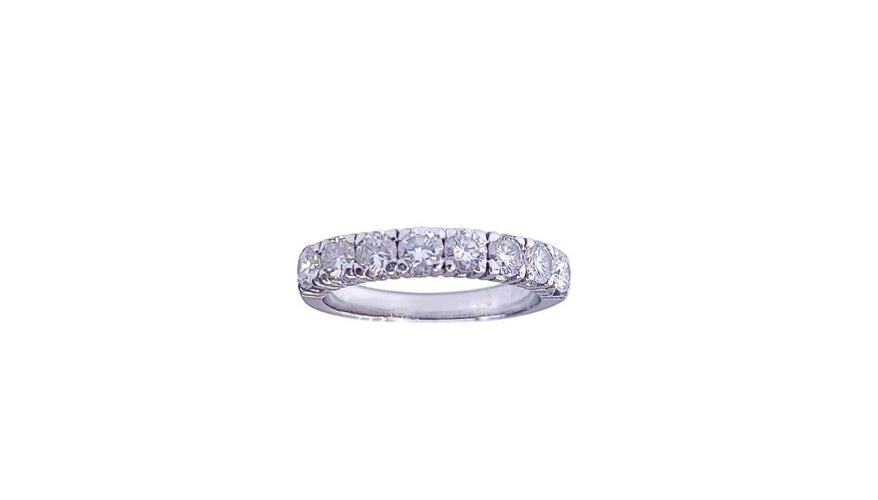 Bague 54 Bague demi-alliance sertie de diamants en or blanc 18k 58 Facettes Al.Demi.B.1ct.DV