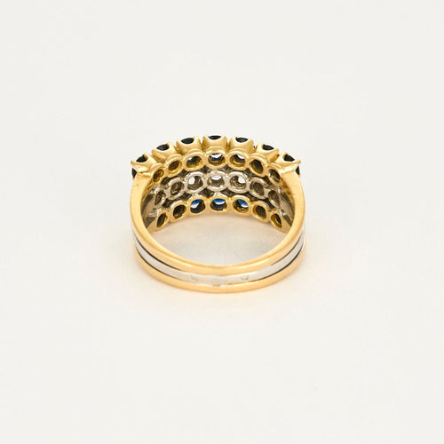 Bague 56 Bague or jaune et gris, saphir et diamants 58 Facettes CHOL0944