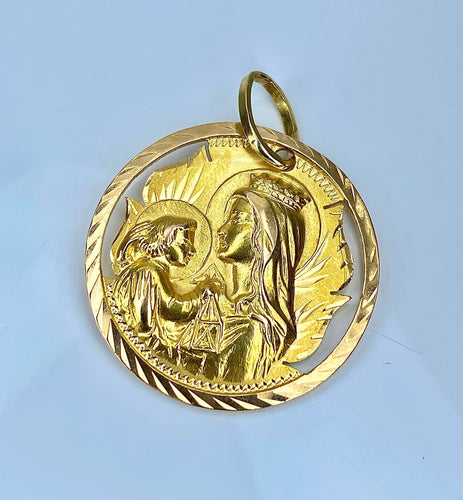 Pendentif Médaille du scapulaire en or jaune 18 carats ( recto verso ) 58 Facettes AB491