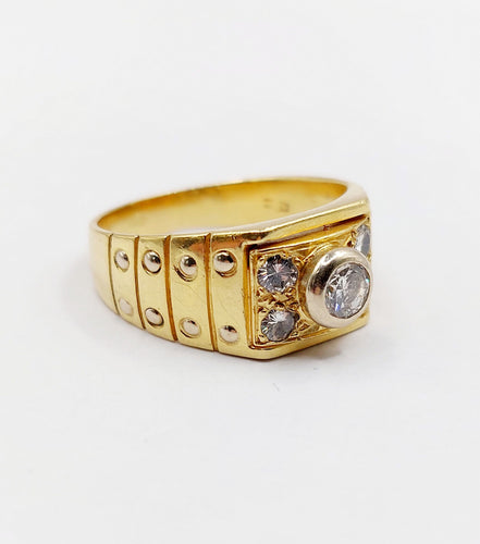 Bague 60 Bague chevalière Art Déco or jaune et diamants 58 Facettes A06309