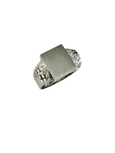 Bague 54 Bague Chevalière en Platine et Diamants 58 Facettes