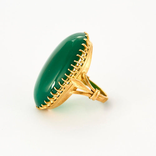 Bague Bague or jaune chrysopase 58 Facettes LP968/14