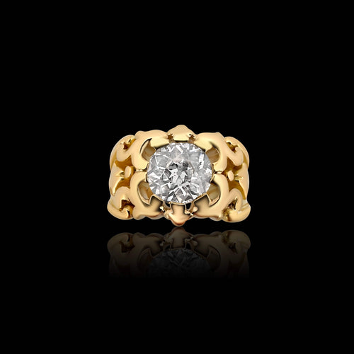 Bague Bague en or jaune et diamants de style Belle Époque français 58 Facettes F17