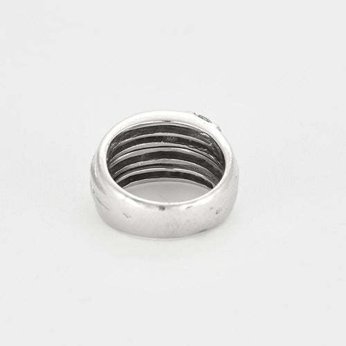 Bague 54 Large Bague en or gris et diamants 58 Facettes LOR3340