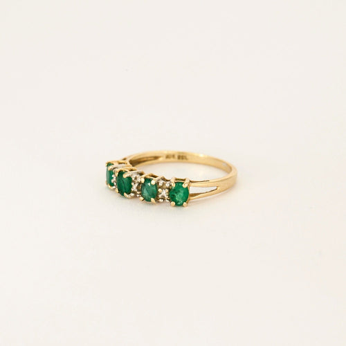 Bague 52.5 Bague or jaune rivière d'émeraudes 58 Facettes LP924