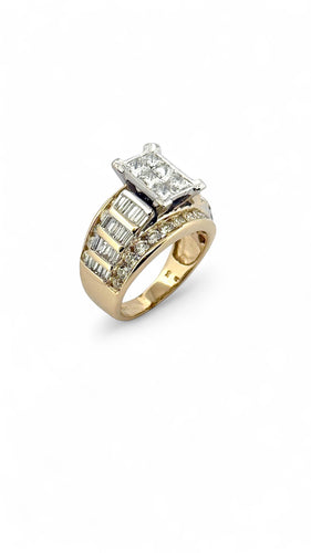 Bague 55 Bague en or bicolore 14 carats et diamants naturels 58 Facettes